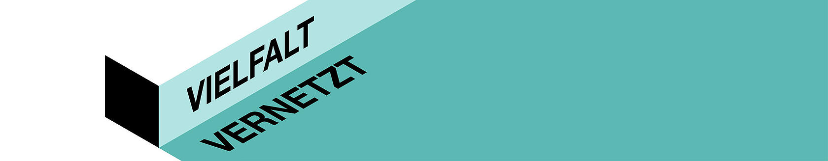3D-Grafik mit dem Claim „Vielfalt vernetzt“ in türkiser Farbfläche, als visuelles Element der Diversity-Kommunikation der HHLA.