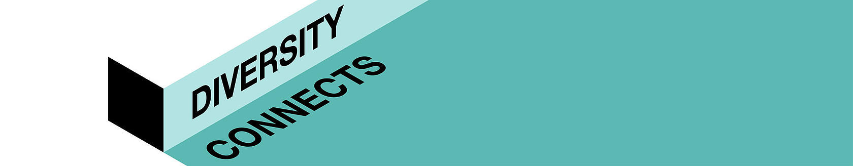 3D-style graphic with the slogan “Diversity connects” on a turquoise surface, used as a visual element for HHLA’s diversity page.